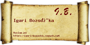 Igari Bozsóka névjegykártya
